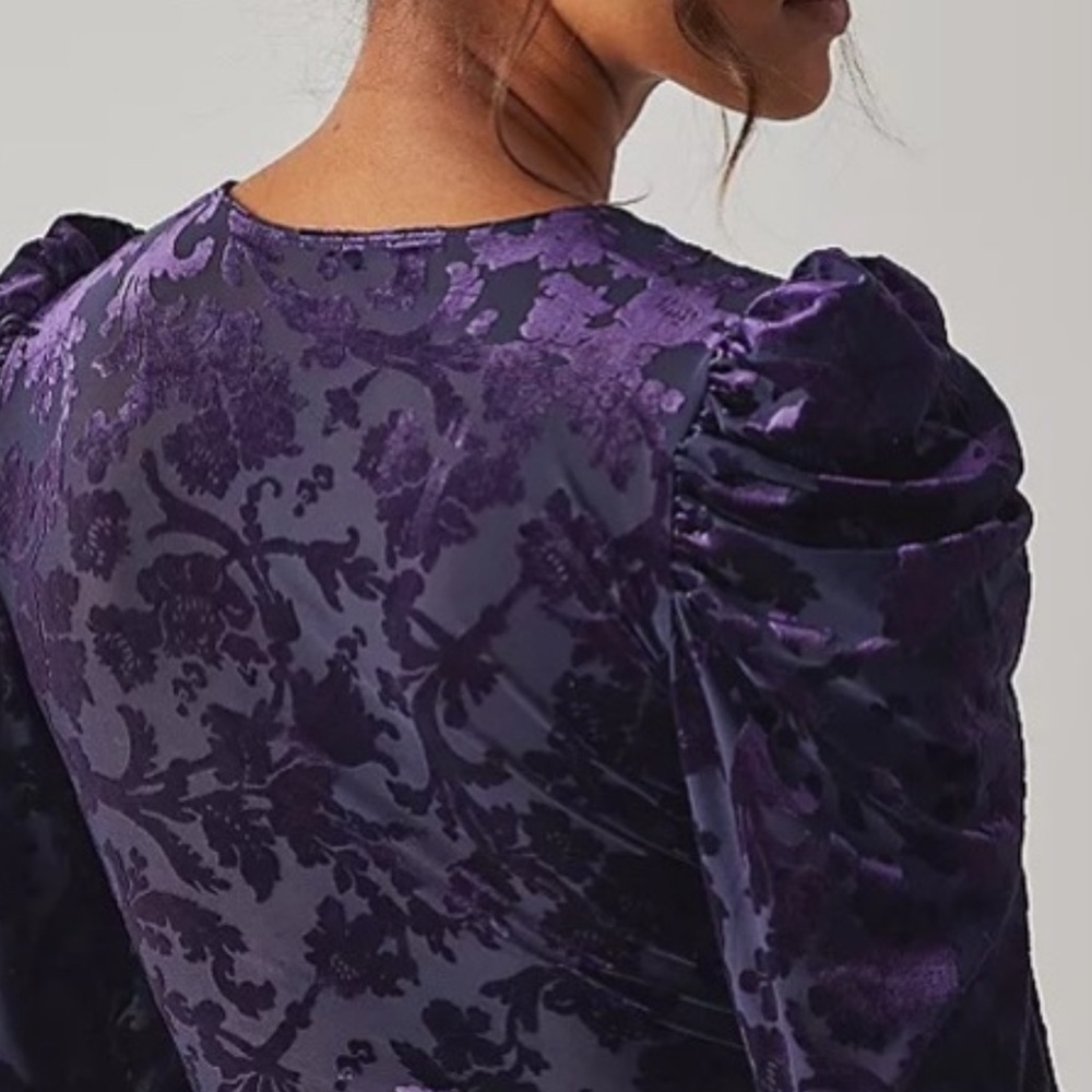 Free People NWT magic hour bodysuit in deep sea combo/ purple in medium. - Picture 4 of 8